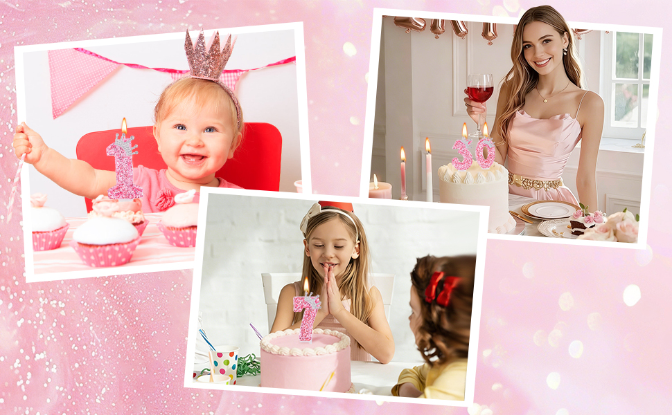 pink crown birthday candles