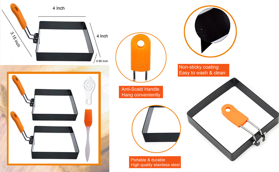 Suqare Egg Rings for Frying Eggs