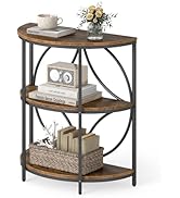 Giantex Half Round End Table - 3-Tier Narrow Sofa Side Table w/Study Metal Frame & Storage Shelve...