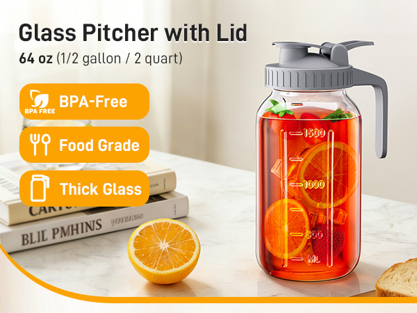 Glass Pitcher with Lid