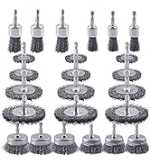 Rocaris 24 Pack Carbon Steel Wire Wheel Brush with 1/4-Inch Hex Shank, Cup Brush, Wheel Brush, Pe...