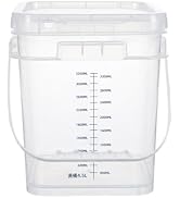 ASEVAT 2 PCS 1 Gallon Clear Square Food Grade Bucket with Graduated Markings & Lid, Heavy-Duty Pl...