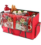 Large 2-in-1 Christmas Ornament Storage Box & Xmas Figurine Container - Easy Access Removable Tra...