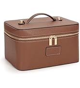 HiTotes Makeup Bag Large Vanity Case for Women Travel Cosmetic Bag Makeup Case Organizer Leather ...
