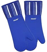 Alselo Oven Mitts Heat Resistant Silicone Kitchen Gloves for 550 Degrees with Waterproof and Non-...