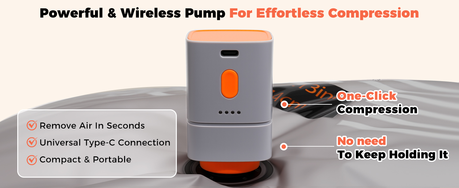 Travel Vacuum Bags with Wireless Pump