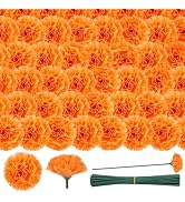 Bigmeta 50 Pcs Day of The Dead Marigold Flowers Heads - Orange | Dia De Los Muertos Decorations, ...