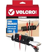 VELCRO Brand Cord Organizer for Desk & Nightstand, 5 Cable Slots with Sleeve Routing, Adhesive Wi...