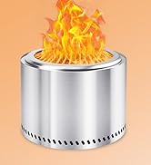 HGD 20 Inch Smokeless Patio Fire Pit, Outdoor Wood Burning Stove, Stainless Steel Firepit for Bac...