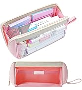 YOKUMA [Upgrade Clear Aesthetic Pencil Case Pouch for Girls Cute Kawaii Mark Pen Case Organizer L...