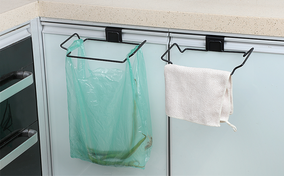 Multifunction kitchen garbage rack (can be used to hang trash bags, towels, etc)