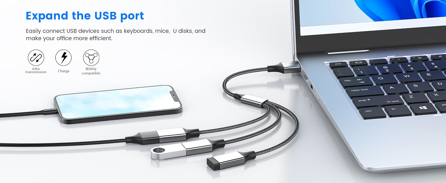 USB Splitter 1 in 3 Out