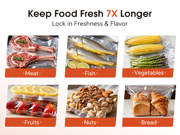 :Extend food life up to 7x longer with reusable food saver bags
