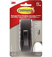 Command Large Modern Reflections Metal Hook, Holds up to 5 lb, Oil Rubbed Bronze, 1 Wall Hook wit...