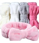 Teenitor 5 Pack Spa Headband for Washing Face, Girls Makeup Headband, Bow Tie Hair Band, Microfib...