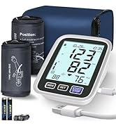 Blood Pressure Machine Upper Arm, 2 Size Cuffs Fit Arms from Medium 9"-17" to Extra Large XL 13"-...