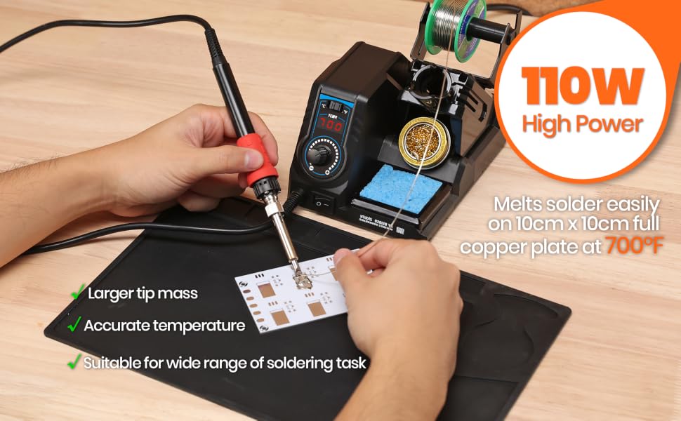 a man using EZTOOLS 926LED V1 110W high power soldering copper plate