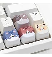 Tapbloom Artisan Keycaps, 4 Keys Cute Cat Custom Cover Caps for MX Mechanical Keyboard, Resin Han...
