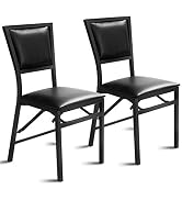 Giantex Folding Chairs Set of 2, Dining Chairs with Padded Seats, Sturdy Metal Frame, Floor Prote...