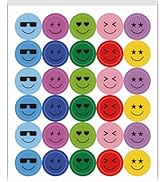 PRESSINART 2400Pcs 80 Sheets Mini Smile Stickers 0.5 Inch Happy Face Stickers Small Colorful Mood...