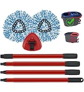 2 Pack Spin Mop Replacement Head,1 Base,4-Section Sturdy Iron Mop Handles Compatible with O Ceda ...
