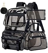 KLFVB Clear Backpack, Heavy Duty Transparent Bookbag, See Through Sequin Backpacks