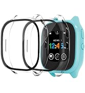 2 Pack Protective Case for Verizon Gizmo Watch 3 Screen Protector, Hard PC Bumper Cover Built-in ...
