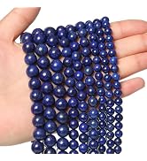 Xilitata 60pcs 6mm Lapis Lazuli Round Blue Beads for Jewelry Making