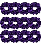 IVARYSS Purple Scrunchies, Premium Velvet Soft Hair Scrunchy, Solid Colors Thick Elastic Bands, H...