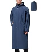 UIQUR Men's Long Rain Jacket Windbreaker Waterproof Lightweight Packable Running Hiking Cycling G...