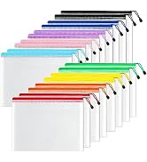 SUNEE Plastic Mesh Zipper Pouch 10x14 in (9 Colors, 18 Packs),Extra Large Water-Resistant Zip Bag...