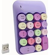 Seaciyan Wireless Number Pad, Ergonomic Cute Colorful Retro Mini Portable Numeric Keypad, 2.4G Co...