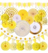 Moon Boat 35PCS Party Decorations Paper Fan Hanging Set - Birthday,Baby Shower,Lemon,Sunflower Th...