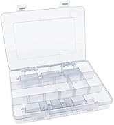 Xiaoyztan Clear Plastic Organizer, 18 Grids with Adjustable Dividers, Jewelry Box Bead Storage Co...
