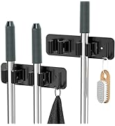 Mop Broom Holder Wall Mounted SUS304 Stainless Steel, HOMEASY Mop Broom Organizer with 2 Installa...