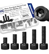 Usdrwam 35PCS M6 Hex Socket Head Screws Assortment, 10-30mm | Includes 10mm, 16mm, 20mm, 25mm, 30...