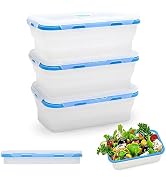 Alimat PluS 40.5oz Silicone Food Storage Containers 3PCS, Extra Large Collapsible Food Storage Co...