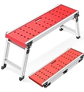 KINGRACK Folding Work Platform, Adjustable Step Ladder with Anti-Slip Feet Cover, Lightweight Ste...