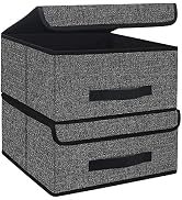 Onlyeasy Foldable Storage Bins Cubes Boxes with Lid - Storage Box Cube Cubby Basket Closet Organi...