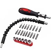 WISEUP Ratcheting Screwdriver Set Mulitool Bits & Socket 25pcs with Flexible Bit Extension,Drive ...