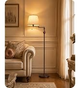 Vintage Floor Lamp with 350°Adjustable Swing Arm, 61” Mid-Century Modern Floor Lamp, Standing Pol...
