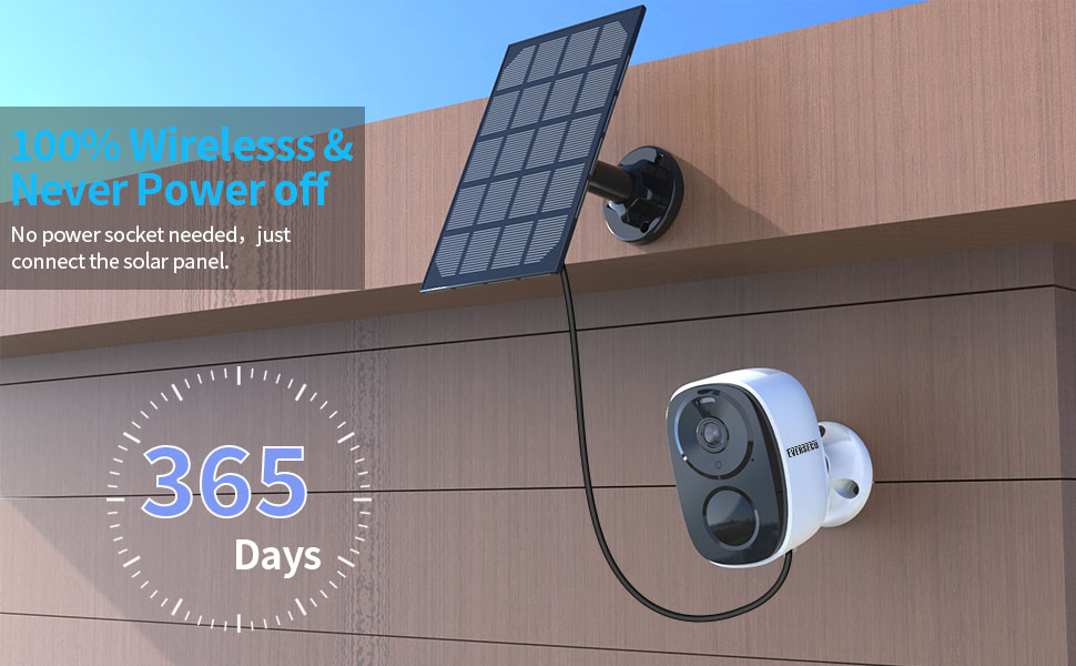 EVERSECU 2K 3MP Solar-Powered Wireless Security Camera Support Pairing Via Bluetooth