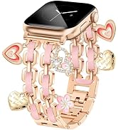 JR.DM Silver Bracelet Band Women for Apple Watch 38/40/41/42mm(S10/11) | Cute Double Chain PU Lea...