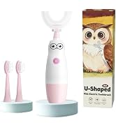 Hikid Kids Electric Toothbrush,360-Degree Sonic Vibration, IPX7 Waterproof,Toddler U Shaped Tooth...