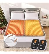 WOOMER Heated Mattress Pad Queen Dual Control - 60"x80" Electric Mattress Pad, 1-10 Heat Settings...