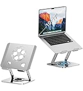 Briteroh Laptop Stand for Desk, Adjustable Metal Foldable Laptop Riser with 360° Rotation & Footb...