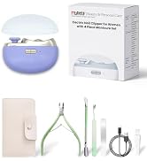 Electric Nail Clipper for Women – 2-in-1 Rechargeable Nail File and Trimmer with LED Light, Low N...