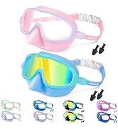 Vvinca Swim Goggles with Nose Cover, 2 Pack Wide View Diving Mask Anti-Fog UV No Leak Toddlers Sw...