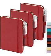 Small Leather Notebook Journal Notepad with Pen for Writing Women, Mini Pocket Small Notepad Line...