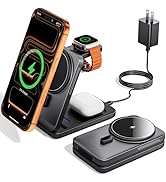 KPON for Magsafe Travel Charging Station, 3 in 1 Foldable Magnetic Phone Charger Stand for Apple,...